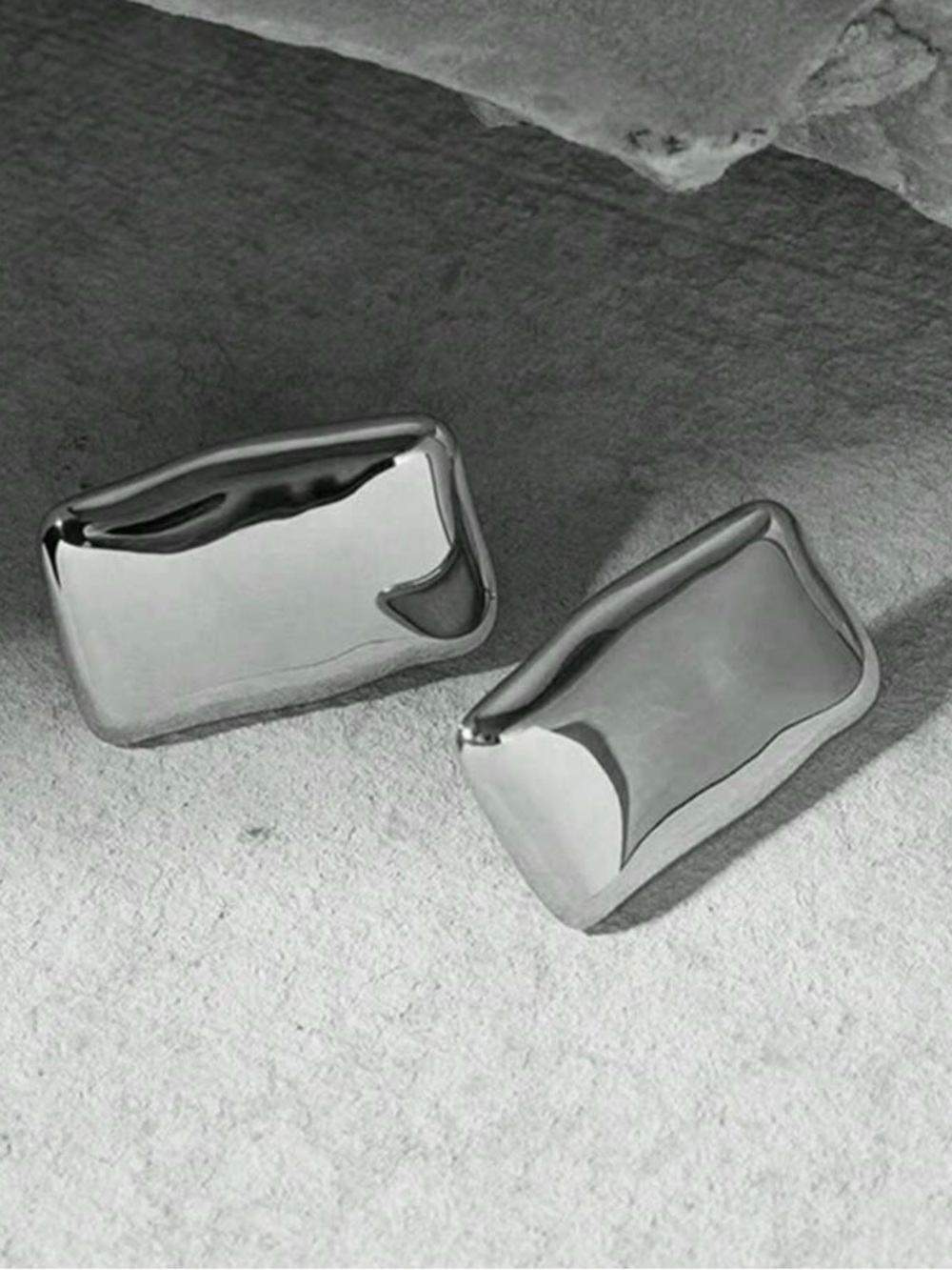 Rectangular Silver Stud Earrings A1865